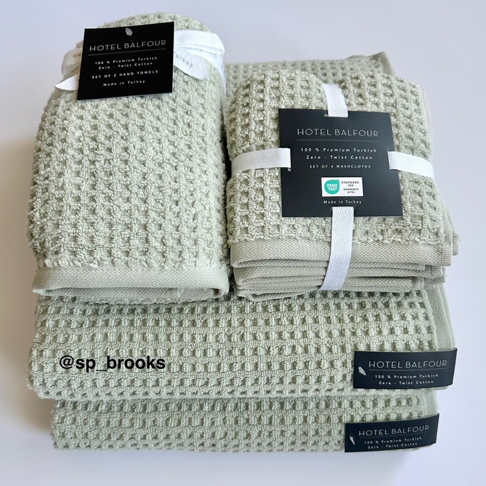 🎁Hotel Balfour Bath Towel Set - Zero Twist Cotton - 8PCS- Green Tea